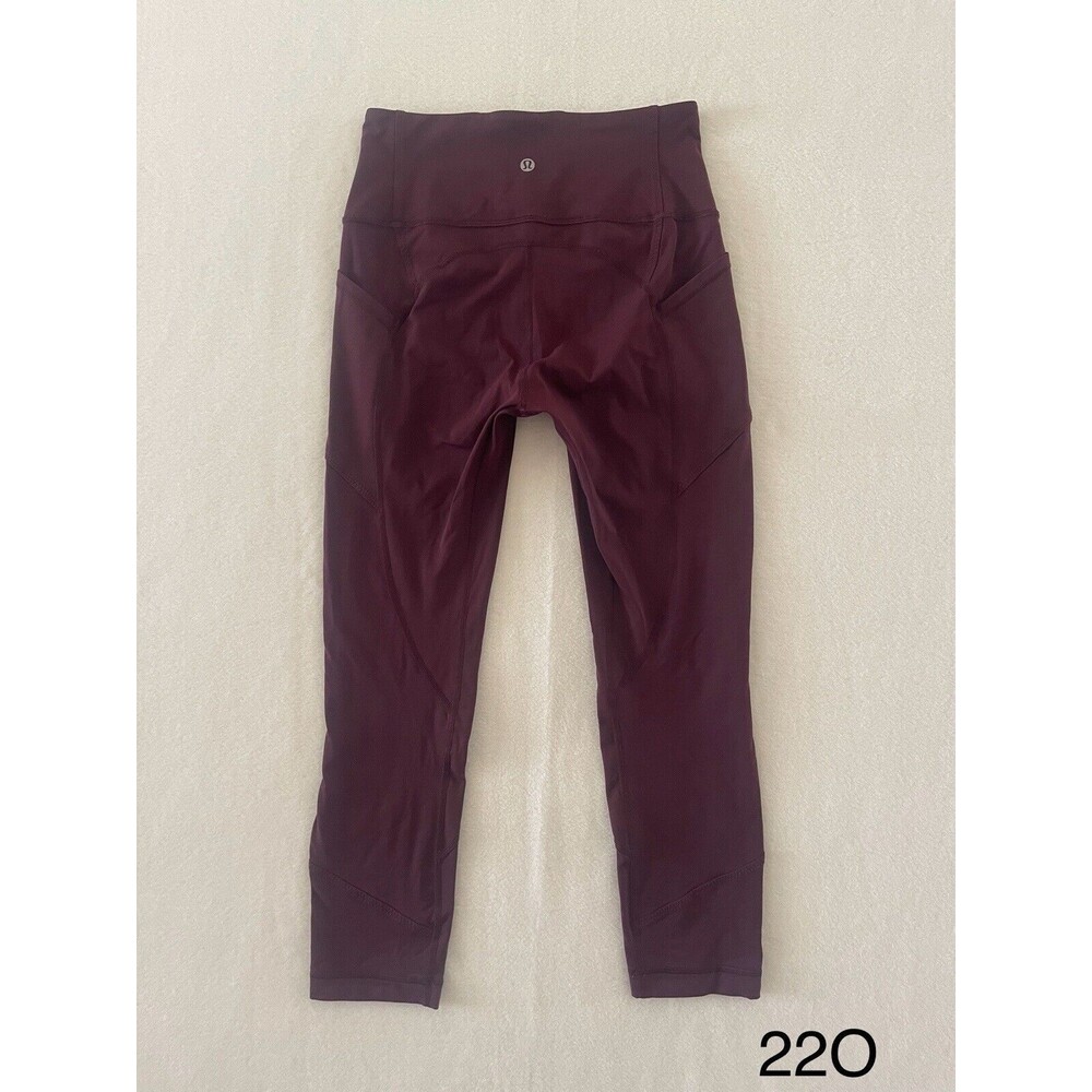 Lululemon Size 4 Women's Burgundy ‎ Capri Leggings Side Pockets High Rise
